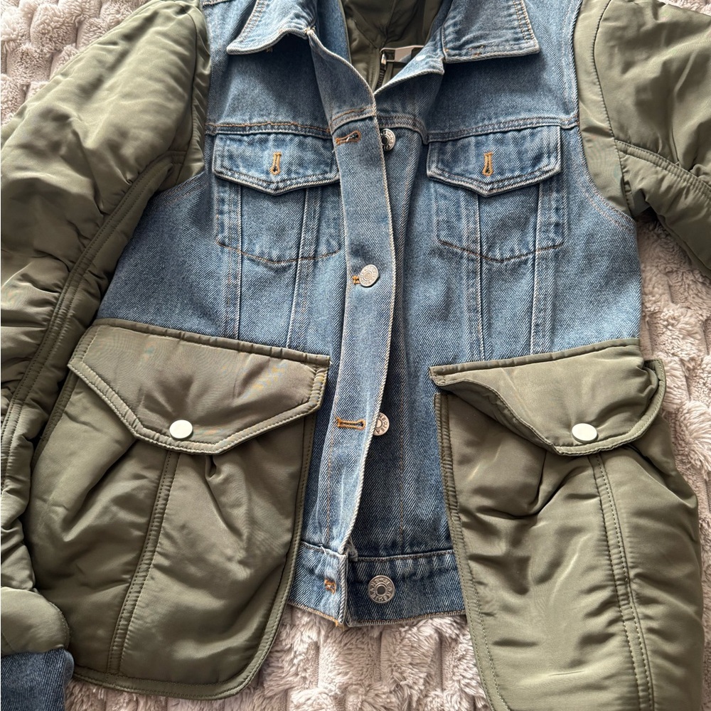 Denim and Olive Green Jacket - Picture 4 of 7